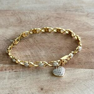 Gold-tone 925 Heart Charm Bracelet